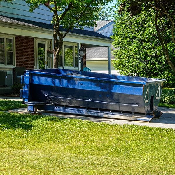 residential dumpsters can be placed on a driveway or lawn, but preventative measures need to be required to avoid damage to the property